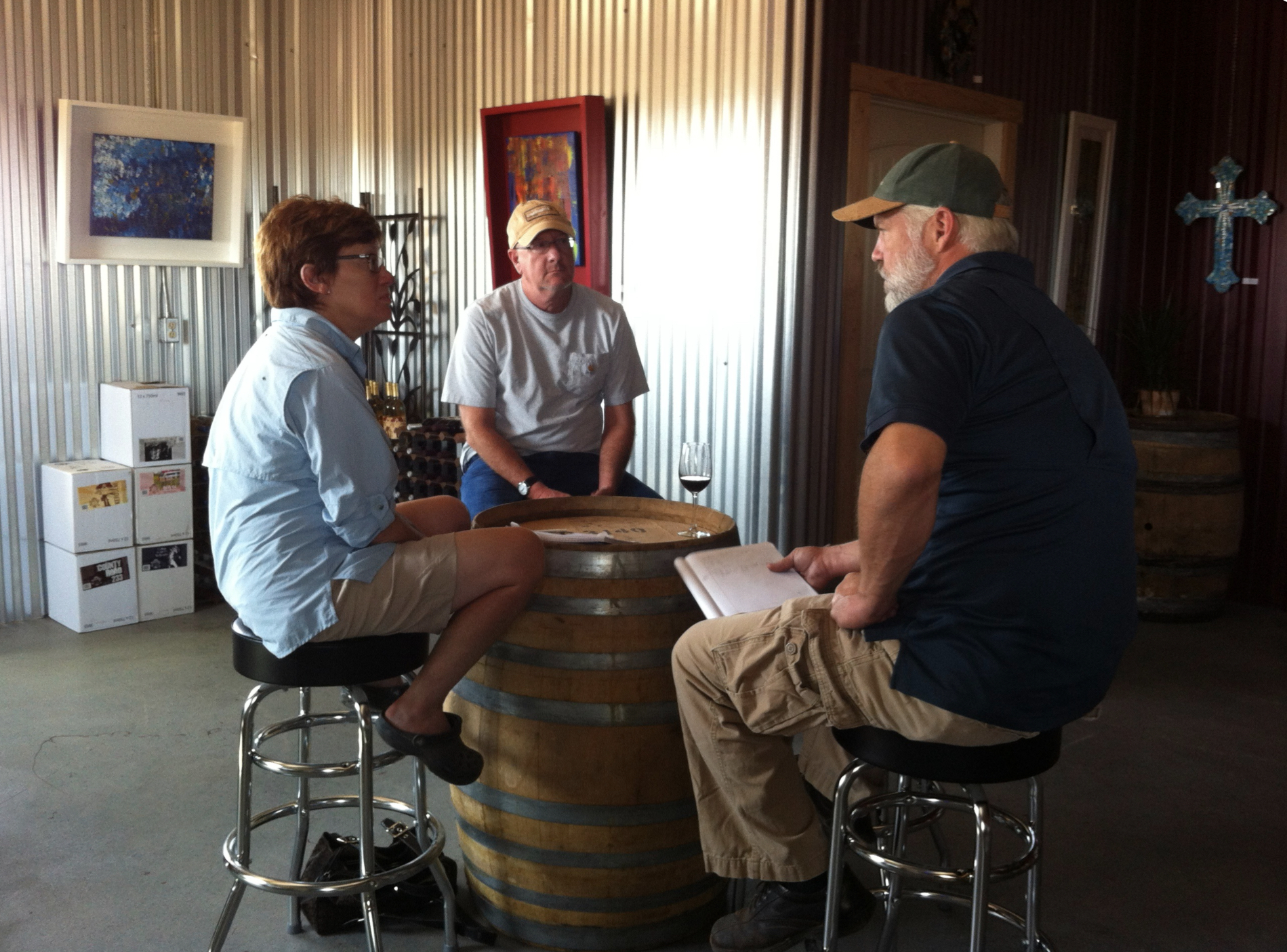 Wine planning with Mike around a table